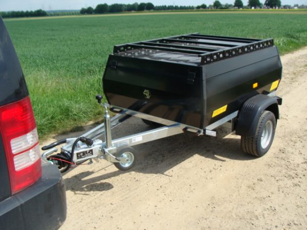 STEMA RETRO 850 kg schwarz mit Dachreling Deckelanhänger/Campinganhänger gebremst 1470 x 1070 x 400 mm - 100 km/h Urlaubsanhänger abschließbar Stahlfelgen 195/55 R10C – Bild 2