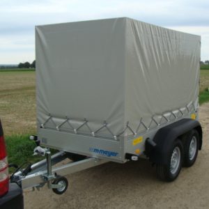 wm meyer BT 2025/126 Alu 2510 x 1260 x 1500 mm Plane + Spriegel Alu Plananhänger 2000 kg gebremst 100 km/h möglich