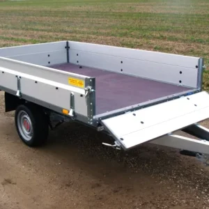 Gebrauchtfahrzeug STEMA SH 02 10-25-13.1 Hochlader alle Seiten abklappbar 2510 x 1280 x 350 – 1000 kg einachser 13 Zoll gebremst schmale Ausführung 100 km/h möglich